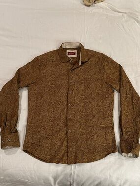 Consequence Paisley Shirt Mens Small Brown Long Sleeve Button Up Cocktail Lounge